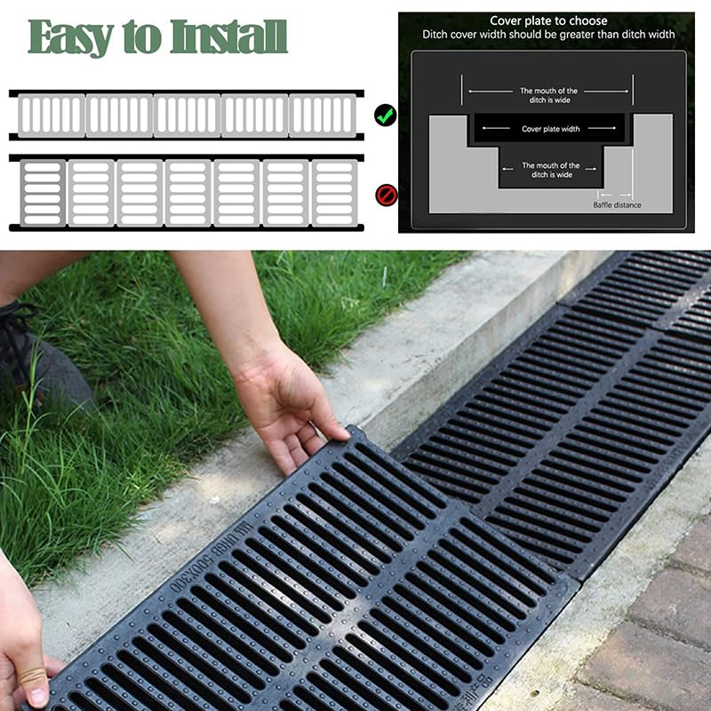 Caniveau Exterieur Grille De Drainage Grille Caniveau Systèmes De Drainage Caniveau Terrasse Caniveau Extérieur Système De Drainage Pour Terrasse Piscine Jardin Garage Jardin Grilles (50x20x2cm)