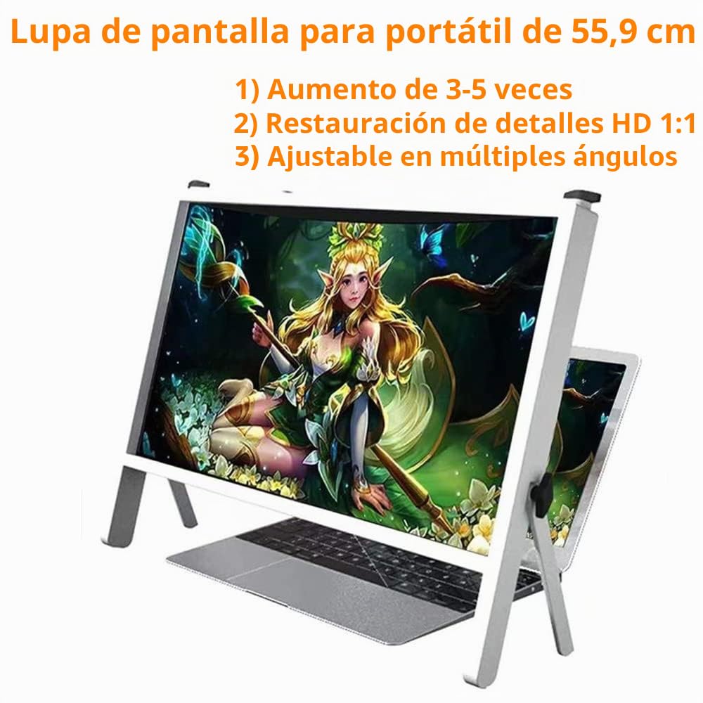 Lupa de pantalla para laptop, lupa de pantalla de escritorio, pantalla de proyección plegable de 22 pulgadas, compatible con portátiles, iPad, teléfonos móviles