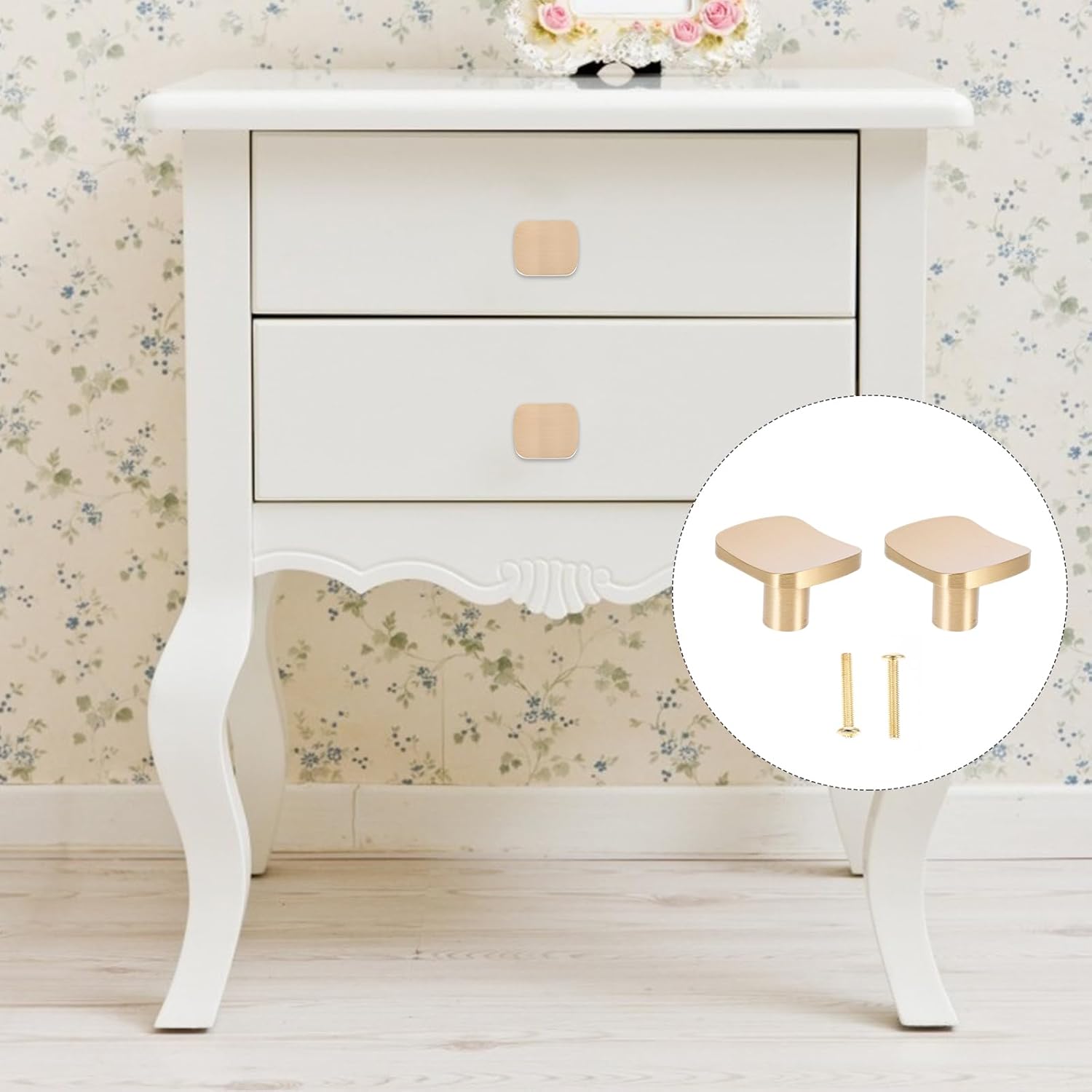 Hemoton 2Pcs Brass Square Cabinet Knobs - Golden Drawer Pull Handles for Closet, Wardrobe, Shoe Cabinet, and Furniture Decor, 1.25 X 1.06 X 0.78 Inch