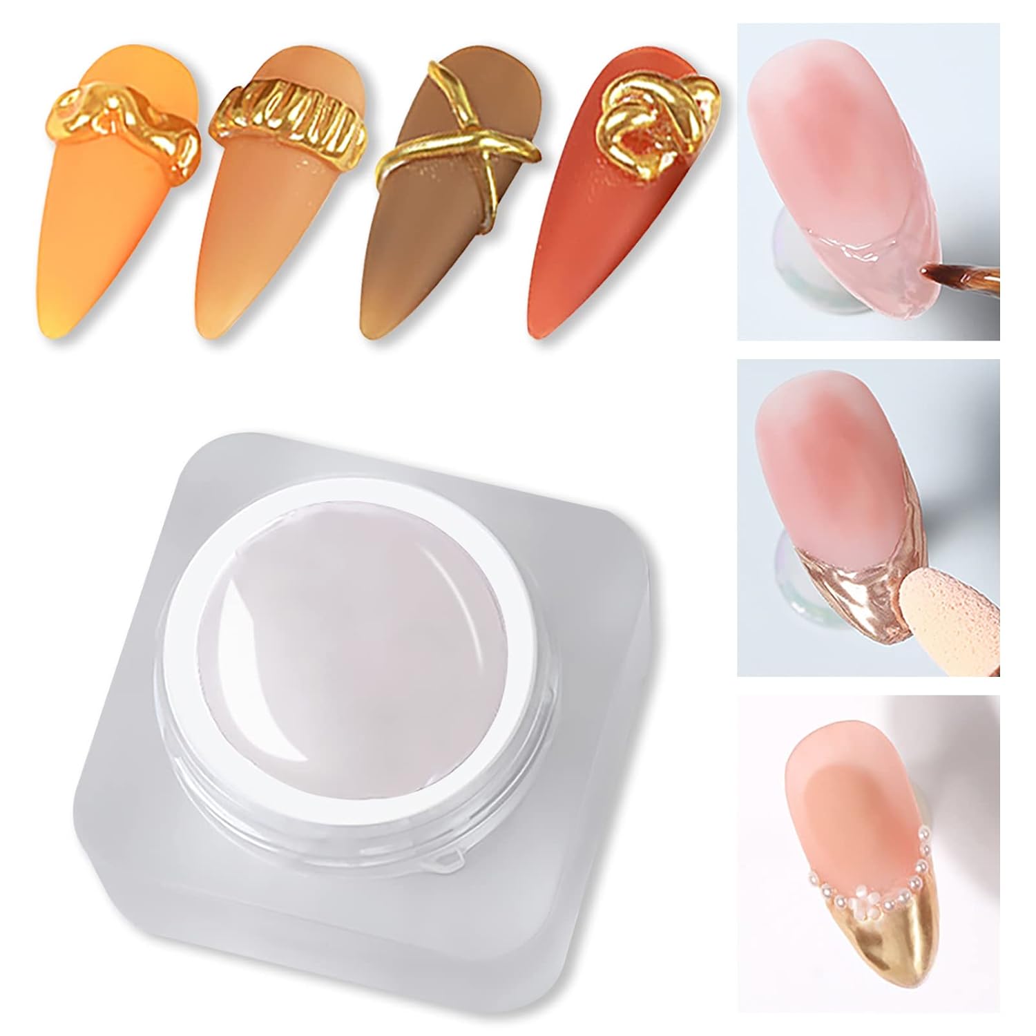 UShinein Clear Nail Gel for Chrome Powder, Solid Nail