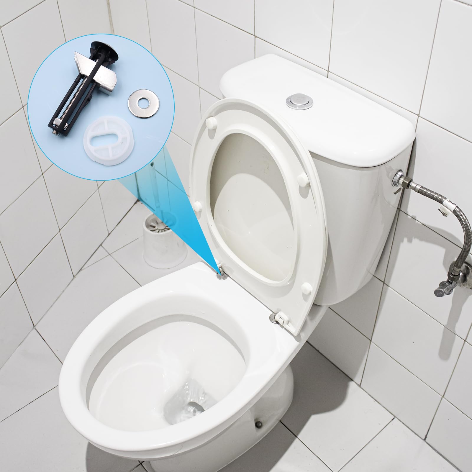 EUPSIIU 8 stuks toiletbril bevestigingen scharnieren, bevestiging wc-bril schroeven, expansieschroeven voor toiletdeksel, wc-brilset, reserveonderdelen van de toiletbril