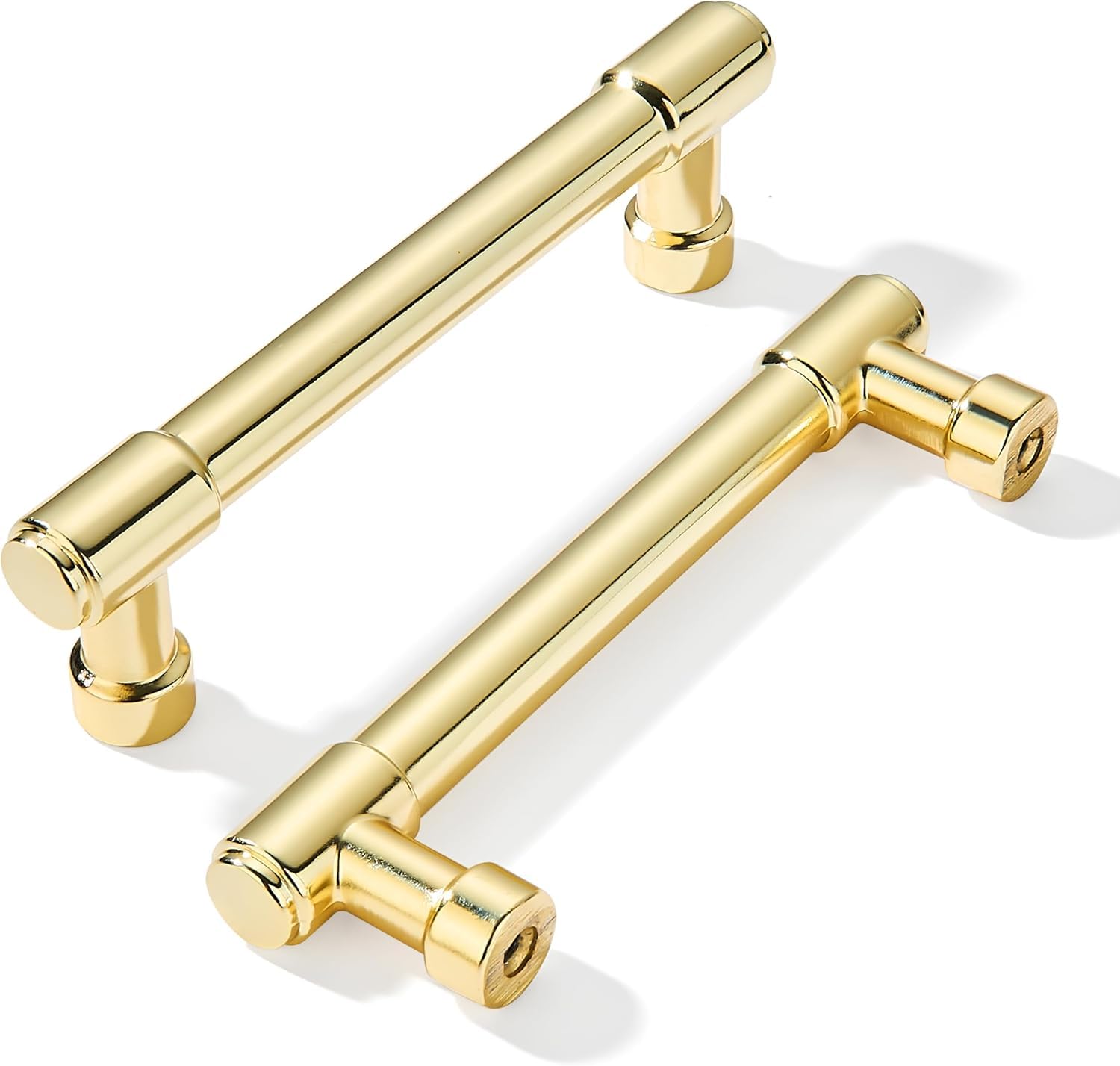 khtumeware 10-Pack 3-3/4inch Hole Center Polished Brass Cabinet Pulls Heavy Duty Solid Unlacquered Brass Cabinet Handles for cabinets Dressers Handles cabinets — image 1
