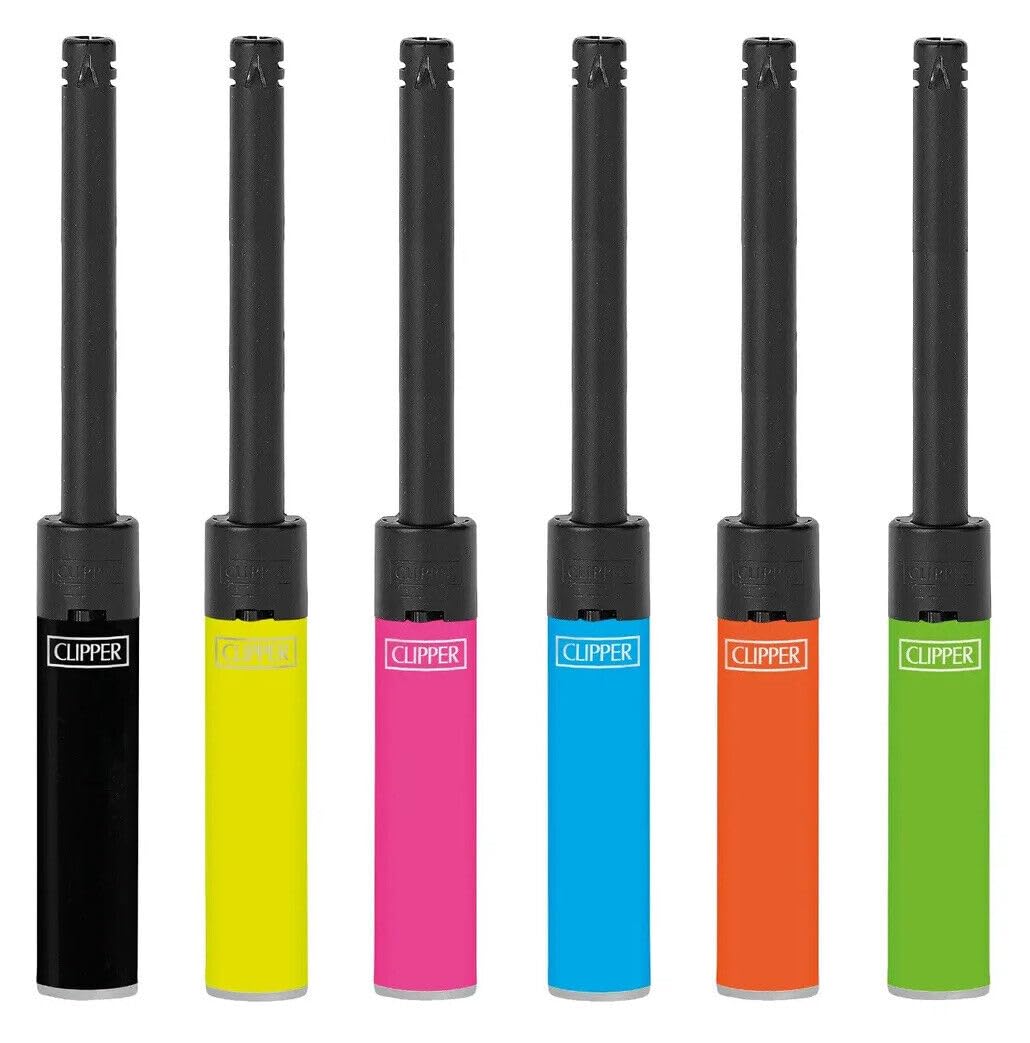 Genuine Clipper Long Tube Reach Adjustable flame Refillable Lighters for Candles Cookers Kitchen BBQ Camping Fire (Assorted Color) (3)