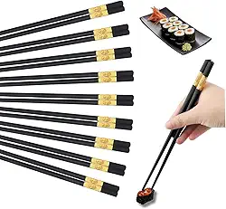 Kit Hashi de Sushi Coreano Reutilizável em Polímero de Fibra de Vidro Palito Antiderrapante Estilo Japonês para Sushi, Yakisoba, Comida Oriental e Refeições Asiáticas com Elegância CWK Tools (40)