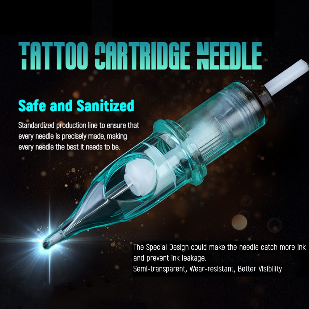 Tattoo Box Nadeln,20 Stück Einstich Tattoo Nadeln, Steril, Einweg-Nadeln, Durchstochen Trokare, Tattoo Zubehör, Für Tattoo-Maschinen, Permanent, Kosmetische Tattoo-Nadeln（7RL)