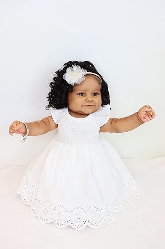 Miniatura 4 de Pinky - Muñecas de bebé recién nacidas realistas de 24 pulgadas, 23.6 in, de silicona, de vinilo, piel negra, afroamericanas, de la vida real,