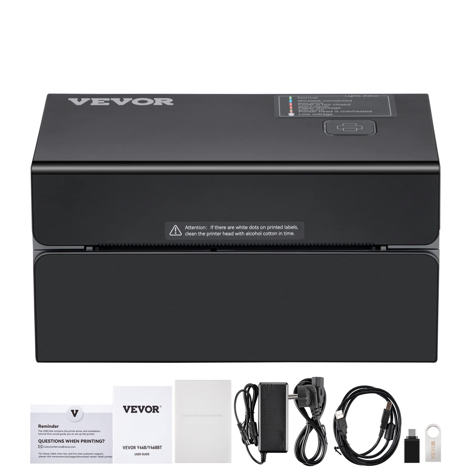 VEVOR Drukarka termiczna Bluetooth, drukarka etykiet Edesive 4x6, etykieciarka termiczna kompatybilna z Windows/MAC OS/Linux/Chromebook, obsługuje DHL, USPS, FedEx, Shopify, Ebay, Amazon itp.