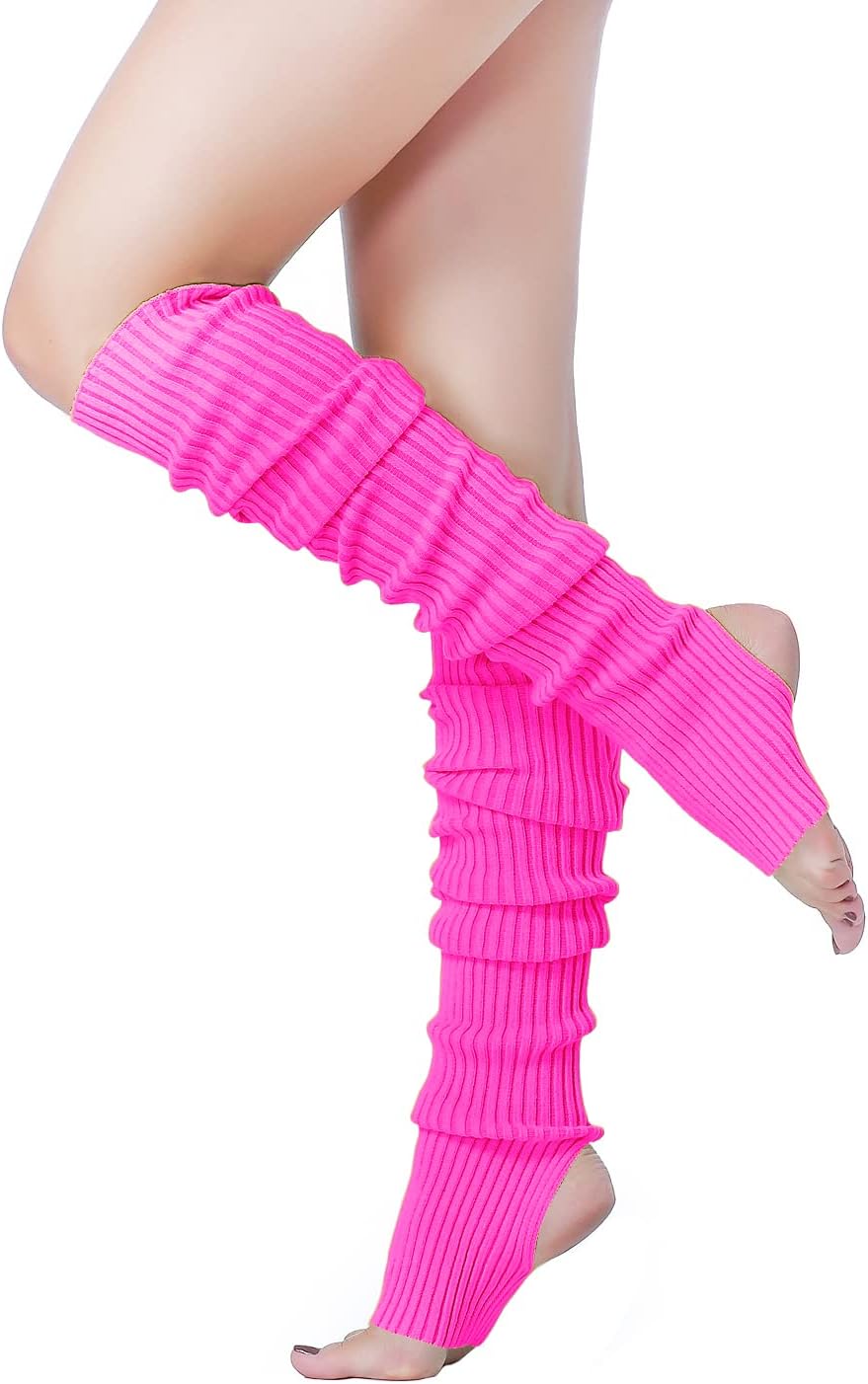 Long Leg Warmer, Women’s Men 80s Party Ribbed Knit Dance Sports
