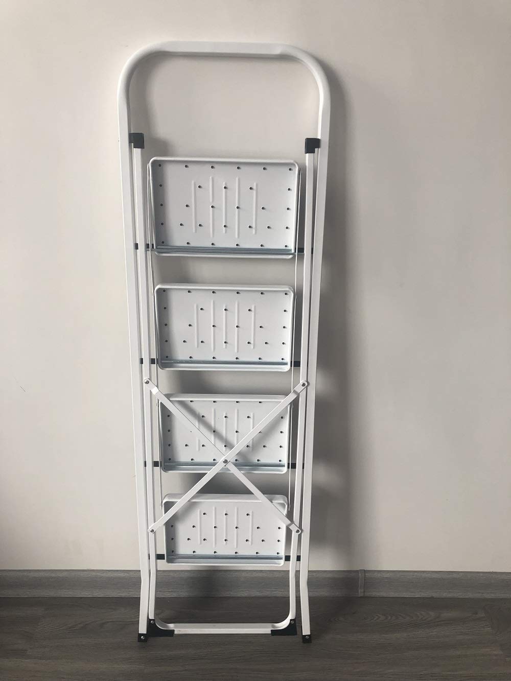 Escalera plegable de acero de 4 peldaños de goma antideslizante portátil resistente de 150 kg de capacidad