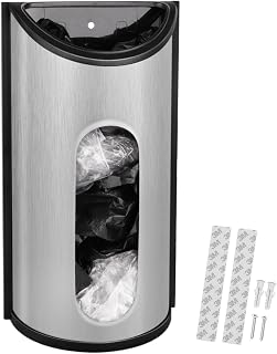 ZUFECY Stainless Steel Bag Holder Wall Mount, Metal Grocery Bag Organizer and Dispenser with View Window, Includes Adhesive and Screw Hardware for Kitchen Pantry Storage