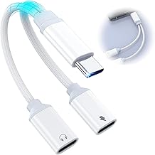2 in 1 Dual USB C Headphone & Charger Adapter, USB C Splitter Type C Audio Aux Charger Cable Adapter, PD 60W Fast Charging compatible with iPhone 15/Samsung S24 S23 S22/iPad/Pixel/Xiaomi