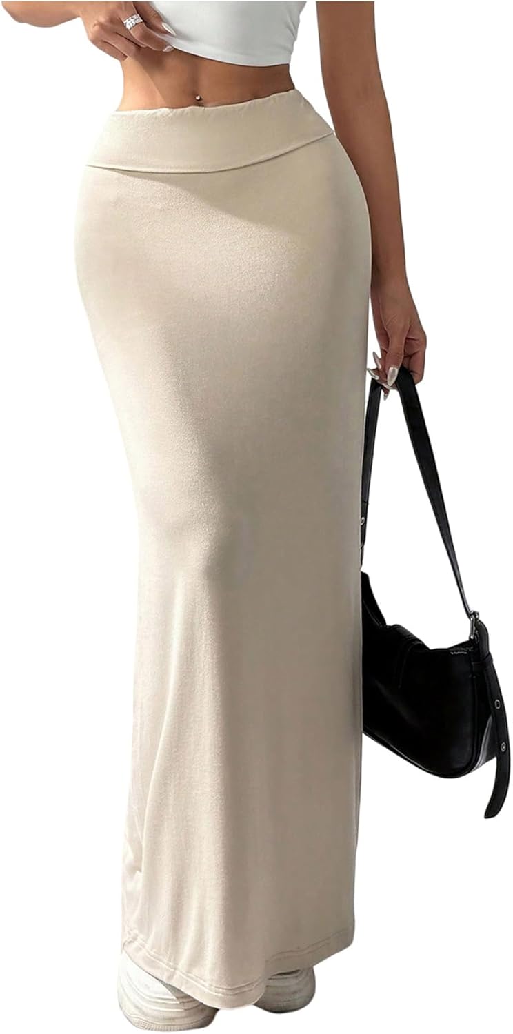 OYOANGLE Women's Long Pencil Skirt High Waisted Bodycon Casual Going Out Y2k Maxi Skirts