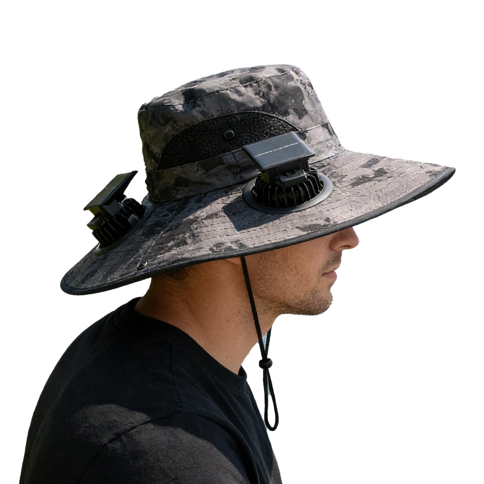 Cappello Ventola Solare Berretto a Tesa Larga Ventola Solare a 4 Teste | Copricapo estivo per attività all'aperto Per Campeggio Giardino Escursioni Spiaggia Sport Golf