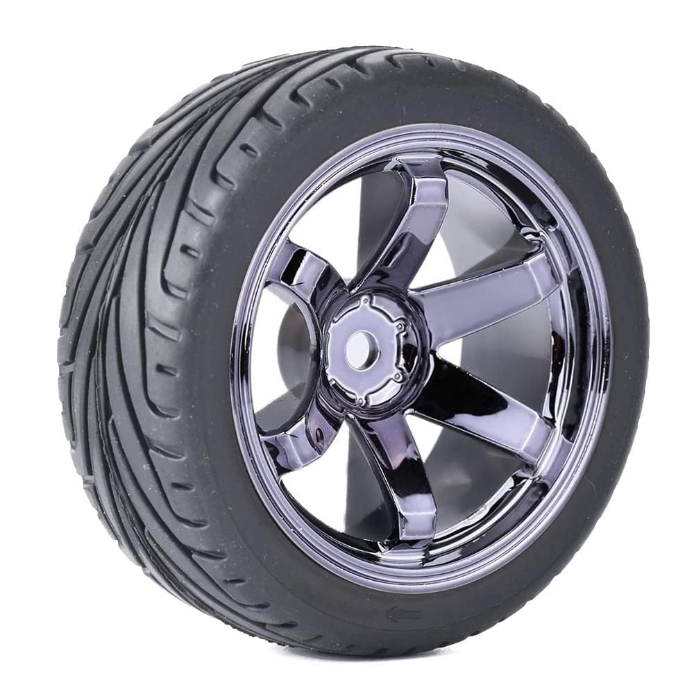 KINGCOO 4PCS 1:10 RC Car Tyre 65mm Rubber Tires and Plastic Wheel Rims for 1/10 On-Road Racing Touring Drift Car Spare Parts for HSP Tamiya HPI Kyosho (Gray) - Image 3