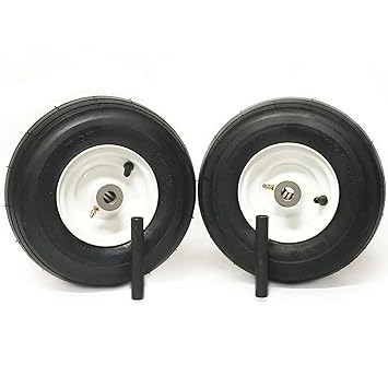 MowerPartsGroup (2) Pneumatic Tire Assemblies 11x4.00-5 Universal Ribbed Zero Turn 3/4
