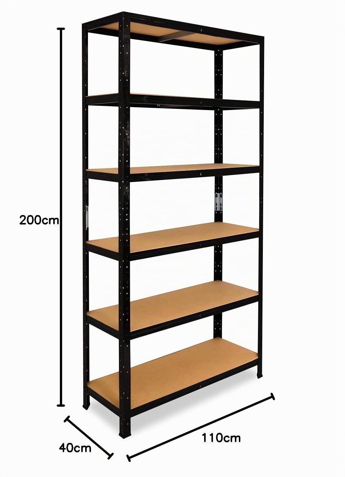 shelfplaza® 200x110x40cm Black Étagère Charge Lourde/Meuble Etagere Noir Metal avec 6 Niveaux/capacité Charge 145kg / Meuble Etagere Metal Noir comme étagère Rangement ou étagère Garage