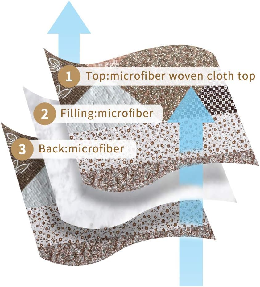 NEWLAKE Quilt Bedspread Sets-Checkered Floral Reversible Coverlet Set,Queen Size - Image 6