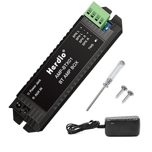 Herdio Amplificador de audio para el hogar Bluetooth 2.0 Sistema receptor de canales para altavoces pasivos con AUX TWS adecuado para techo, marino,