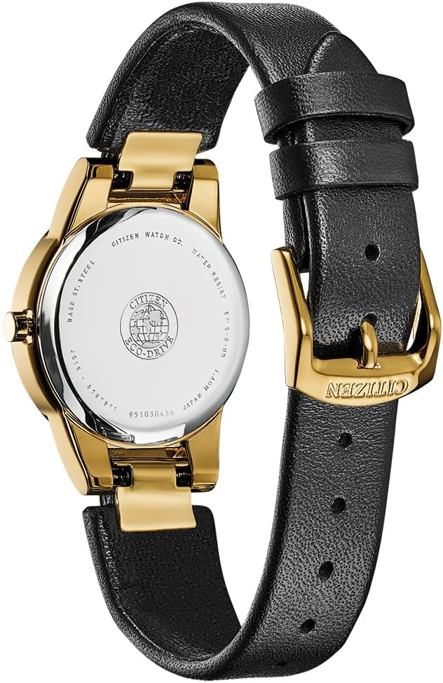 Citizen Ladies Eco-Drive Modern Axiom Watch, Black Leather Strap, Black Dial, 2 Hand, Date (Model: GA1052-04E) - Image 3