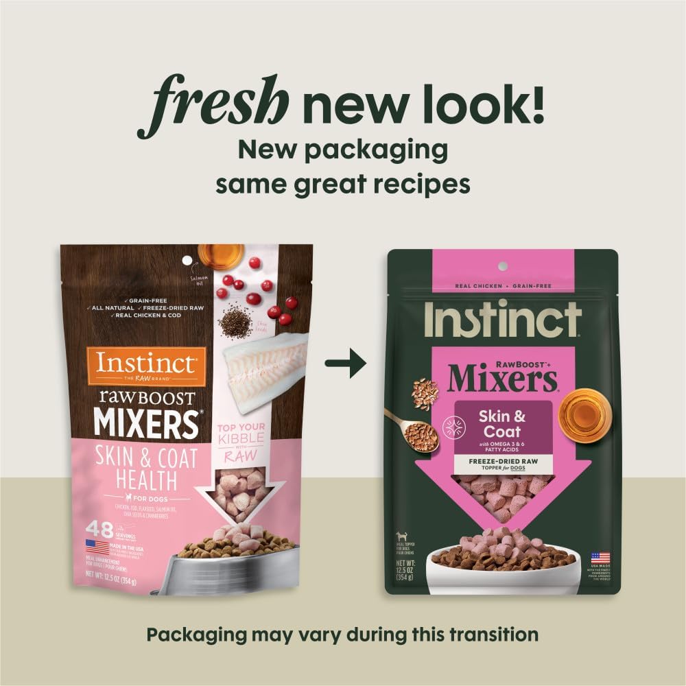 Instinct RawBoost Functional Mixers, Freeze Dried Dog Food Topper, Grain-Free, Real Chicken - Skin & Coat Health, 12.5 oz. Bag (Pack of 2) image 2