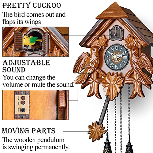 Reloj de cuco con decoraciones de madera fina y movimiento de cuarzo 4