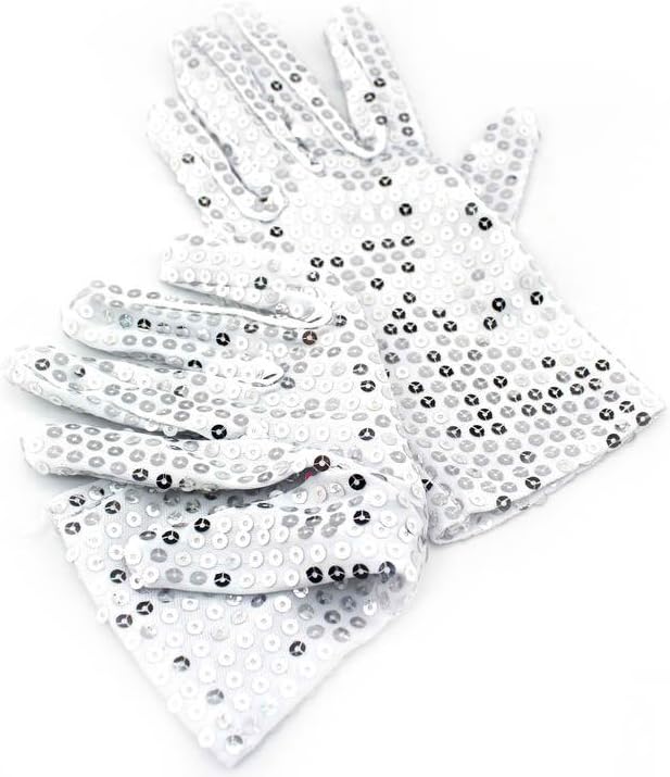 Childrens Sequin Gloves | MJ Costume | Small (6.5" Long - 2.5" Wide) Stretches Some | Dress Up | Dance | Ice Skating | Party | Sparkle | Cheer