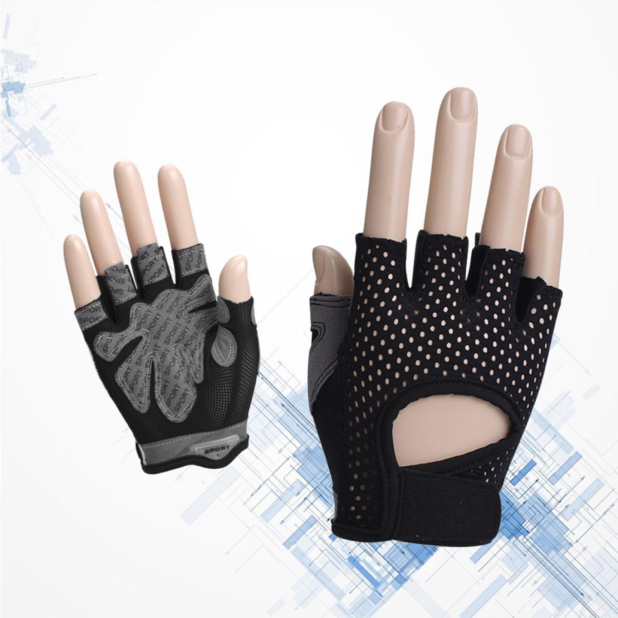 Sosoport 3 Pezzi Guanti Da Fitness Da Donna Con Design A Mezze Dita Guanti Da Allenamento Con Pesi Guanti Sportivi Per Allenamento - Palmo Nero L