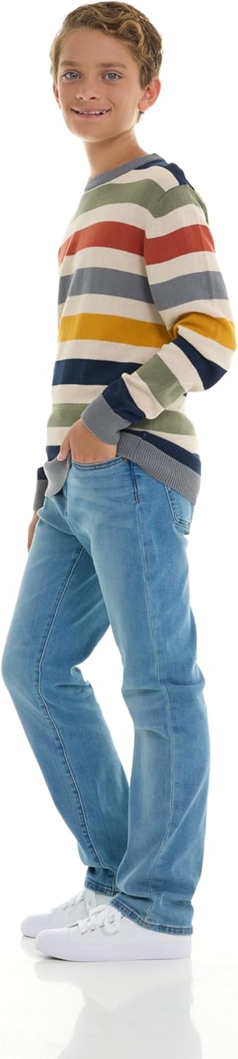 Boys 100% Cotton Crewneck Sweater Soft Knit Pullover for Fall and Winter Long Sleeve Warm Knit - Image 4