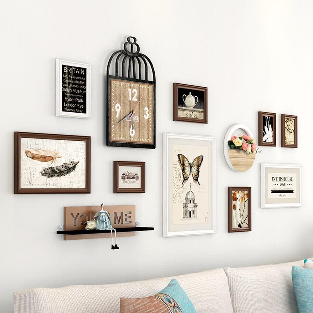 American Photo Wall Decor Picture Frame Photo Frame Wall Small Fresh Ideas with Clocks Living Room Wall,F
