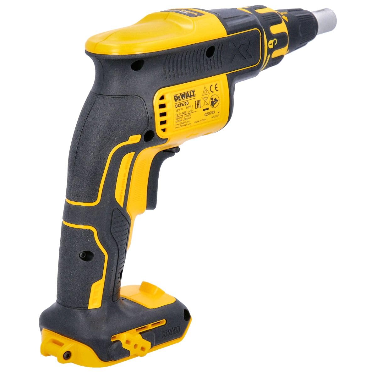 DeWalt Akku-Trockenbauschrauber/Schnellbauschrauber (18 Volt, 5.0 Ah, bürstenlos, inkl. Magazinvorsatz DCF6201, 2x XR Li-Ion Akkus, System-Schnellladegerät, Tstak Box II), DCF620P2K
