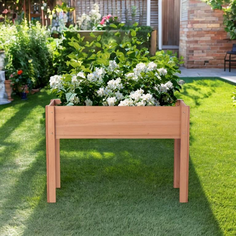 40 Zoll großes Hochbeet – Stabiler 4-Bein-Pflanzkasten für den Außenbereich, langlebiges Blumenbeet für die Gartenarbeit, geräumig und ideal für Gemüse, Kräuter und Blumen (Kaffeefarbe)