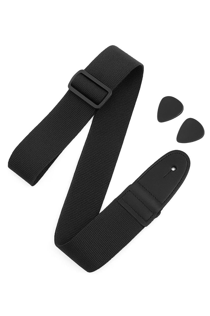 BLUE PANTHER Black Guitar Strap with 2 Guitar Picks – Adjustable, Comfortable, Durable – Fits Acoustic, Electric & Bass Guitars – Universal Fit-image-29