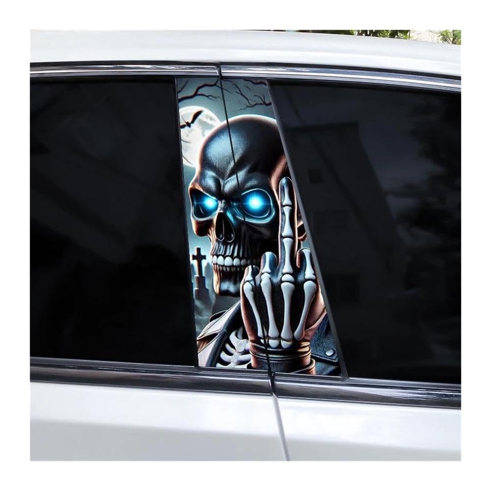 Body Parts 2PCS Car Center Pillar Stickers Skull Style Personalized Car B-Pillar Decals DIY(D)