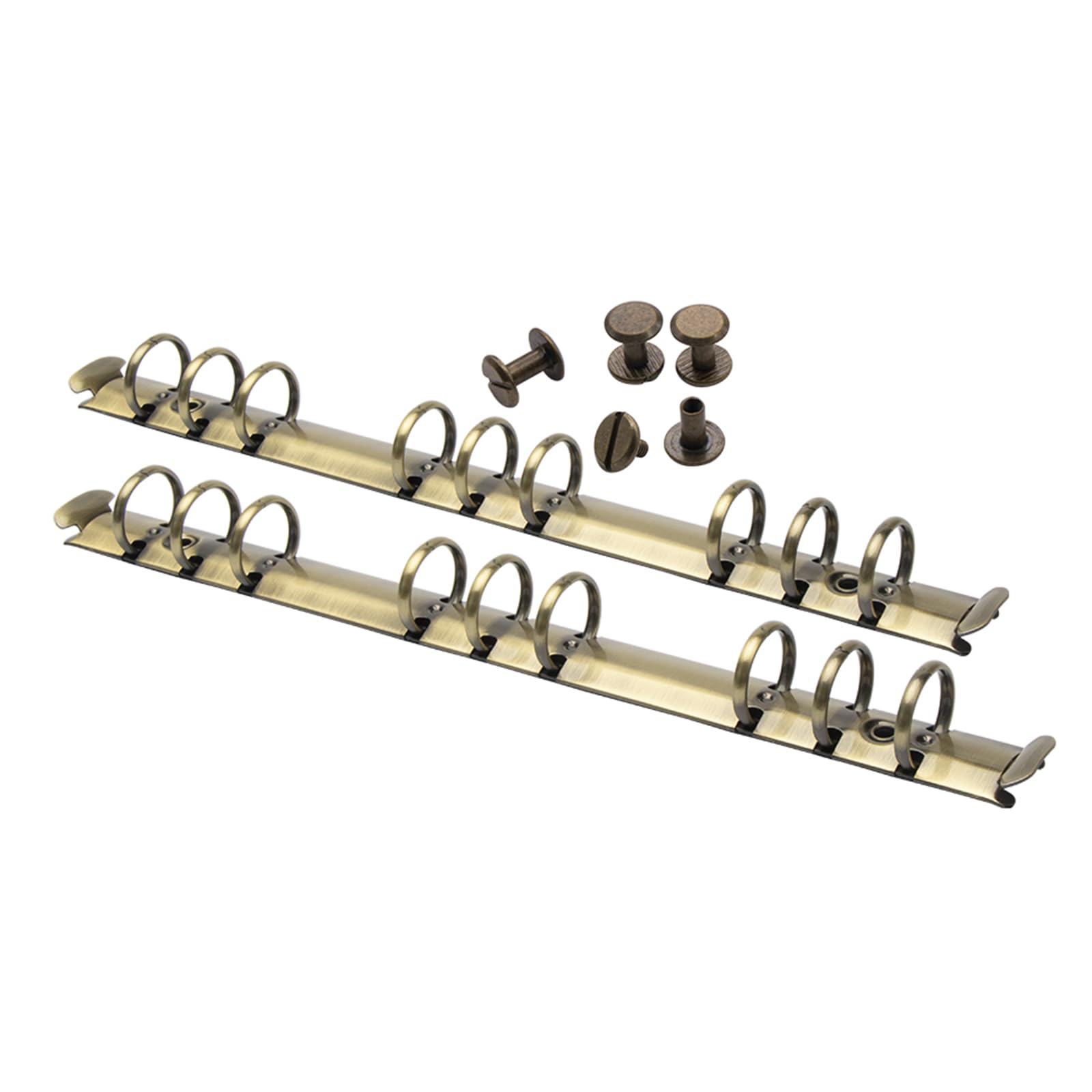 Mogoostry 2PCS B5 Binder Mechanisms 9-Ring Notebook Mechansim Replacement Kit Bronze Metal Clips Round Ring Binding Spines Combs Set for Binder Planner Organizers — image 1