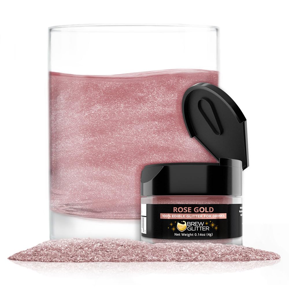 Brew Glitter - Black Shimmer (4g 1x Shaker Jar) | Edible Glitter For Beer, Cocktails and Mocktail Beverages! (Rose Gold)