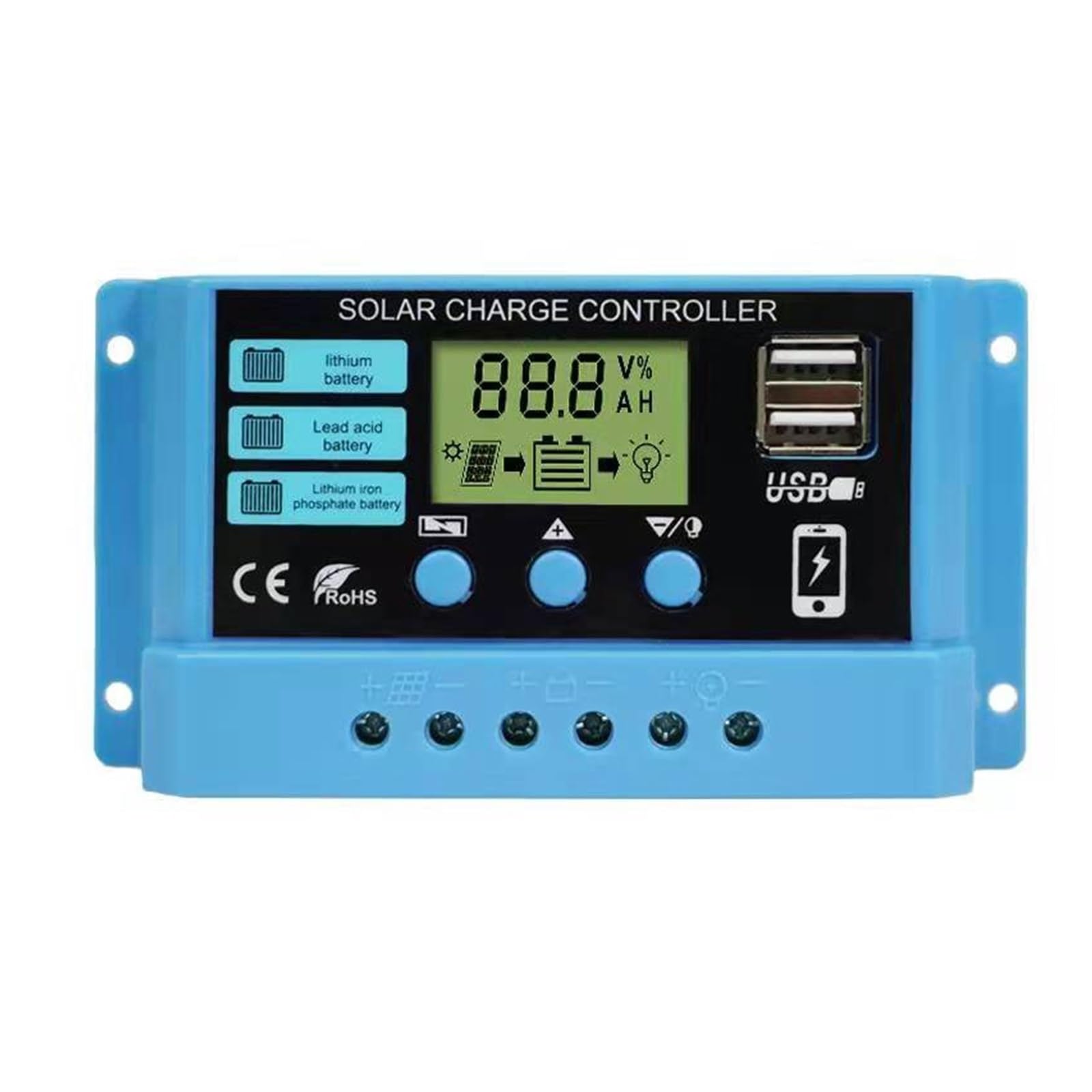 CUDTAPI MPPT 10A 20A 30A Solar Charge Controller 12V 24V Solar Panel Controller For 100W 200W 300W 400W Solar Panel(PWM 30A)