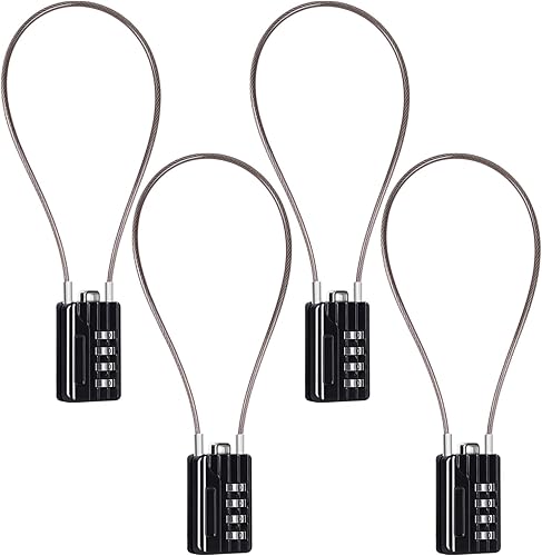 SEPOX 4 candados de combinación reiniciables, cuerpo de 1-316 pulgadas de ancho con cable extremo largo de 12.6 in, 4 dígitos para maleta, bolsa de