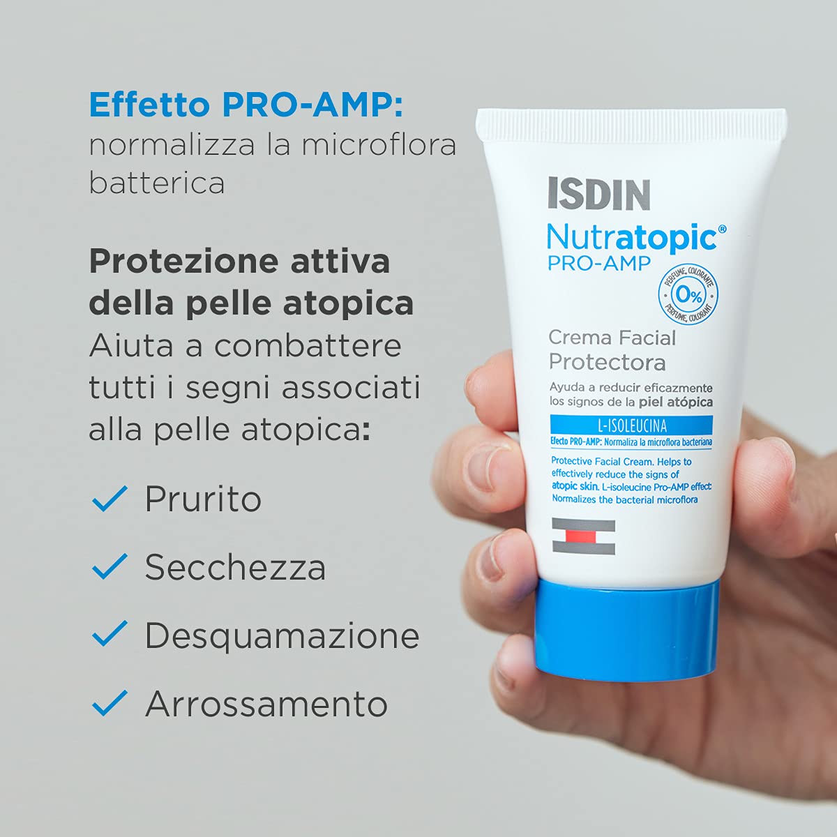 ISDIN Nutratopic Pro-AMP Crema Viso per Pelli Atopiche (50 ml) | Rafforza la Prima Linea di Difesa della Pelle | Uso Quotidiano
