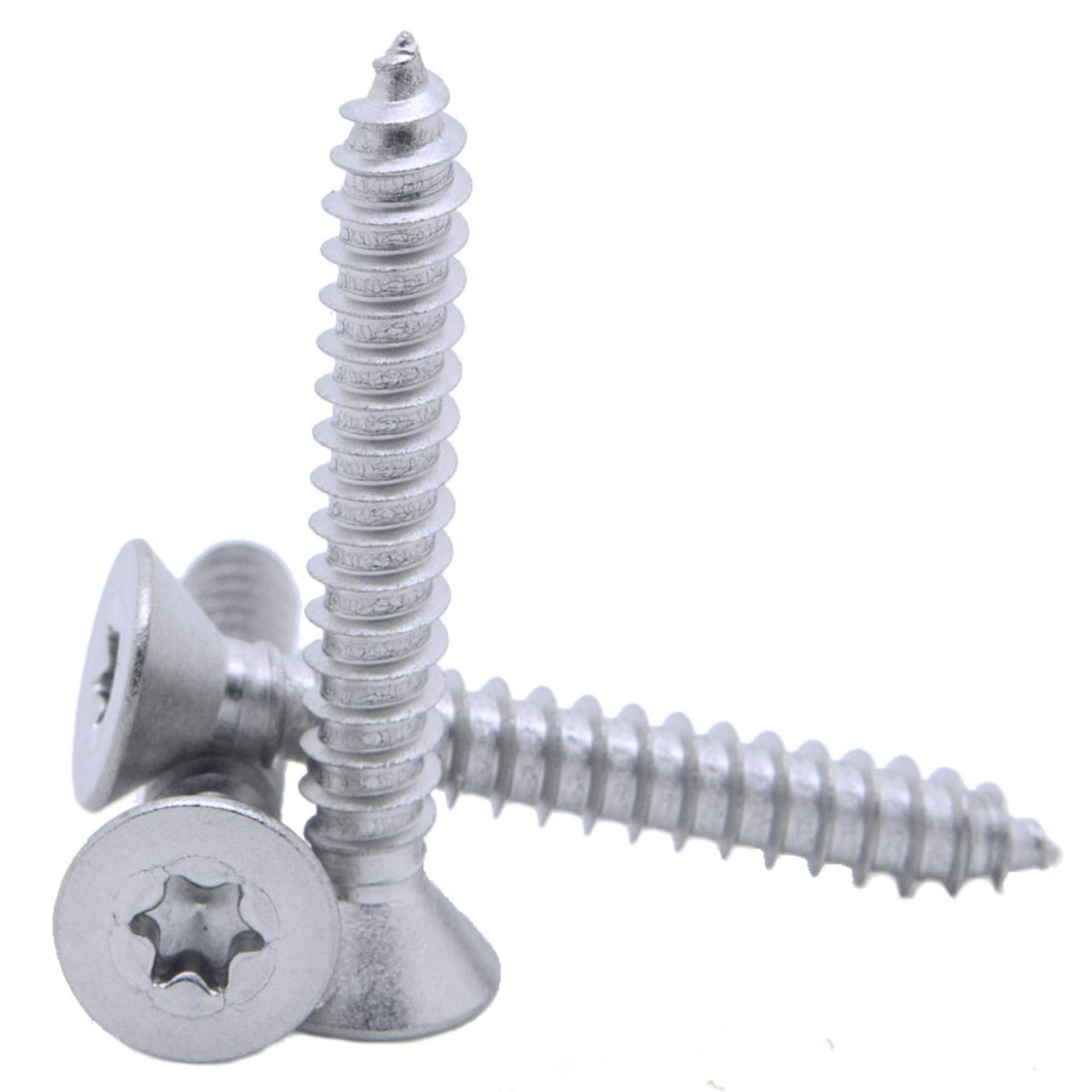 4.2mm x 32mm / No.8 x 1 1/4" Torx Countersunk Self Tappers Tapping Screws A2 Stainless Steel Din 7982-10 Pack