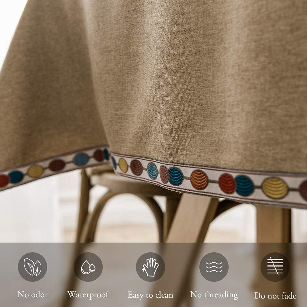 Rectangle Kitchen Dining Room Tablecloth Oilcloth Clean Table Cloth for Buffet Parties and Camping - Brown, 55 x 79 inch, 5-7 Seats