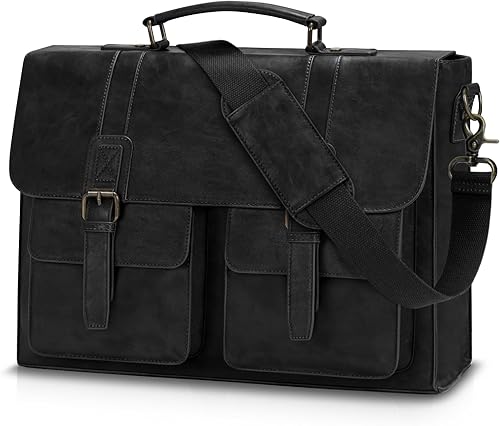 Bolsa de mensajero de cuero para hombres 15.6 pulgadas vintage bolsa portátil maletines impermeables para hombres bolsa de computadora bolsa para el
