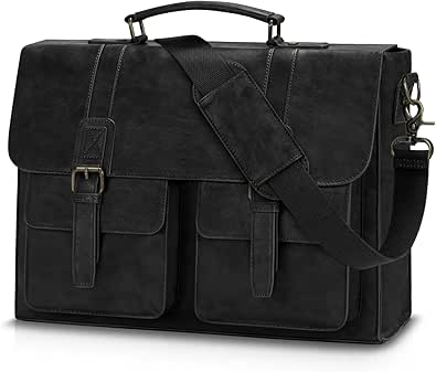 Leather Messenger Bag for Men 15.6 Inch Vintage Laptop Bag Waterproof Briefcases for Men Computer Bag Satchel for Work/Office