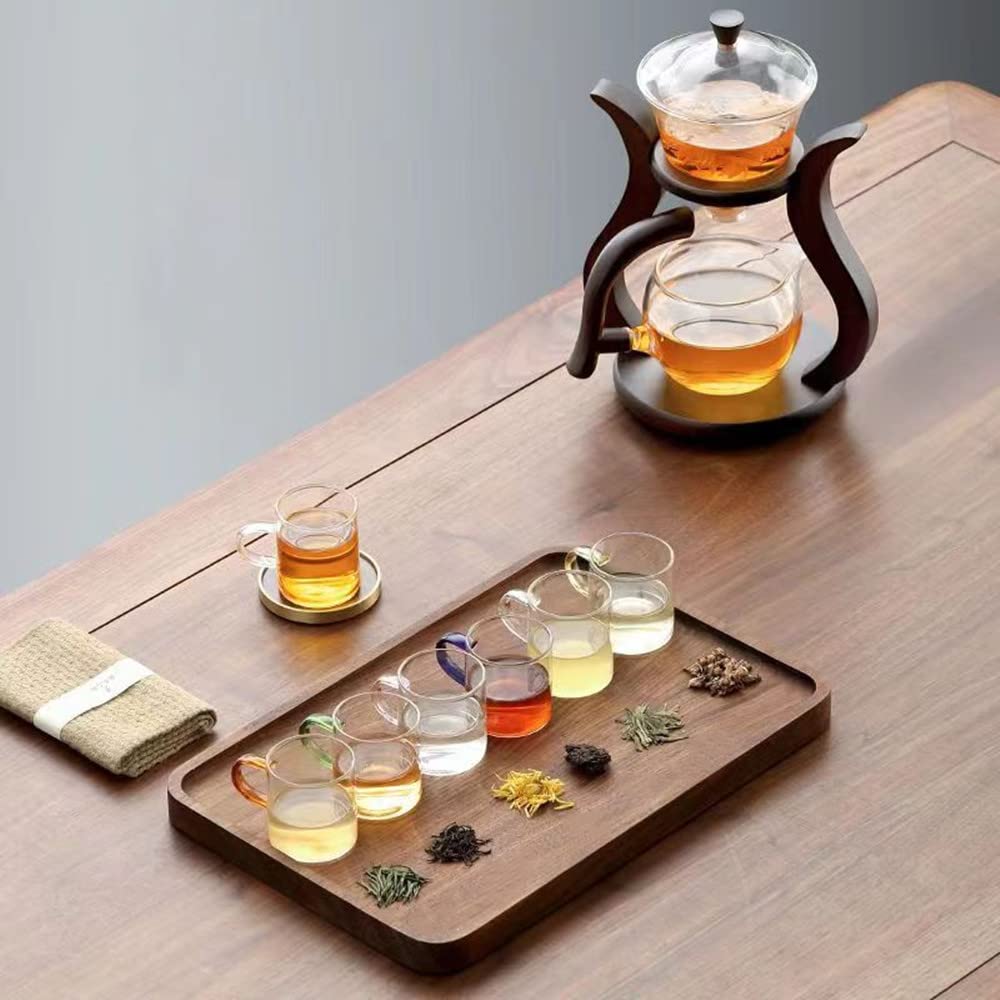 Lazy Kungfu Glass Tea Set - Borosilicate Teapot With Magnetic Infuser, 6 Cups & Holder, Heat Resistant