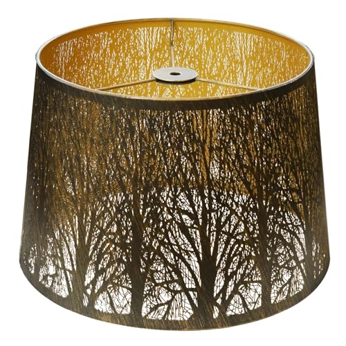 Etched Forest Metal Lampshade, 10"TopX12"BottomX8"High Vintage Lamp Shade - image 1