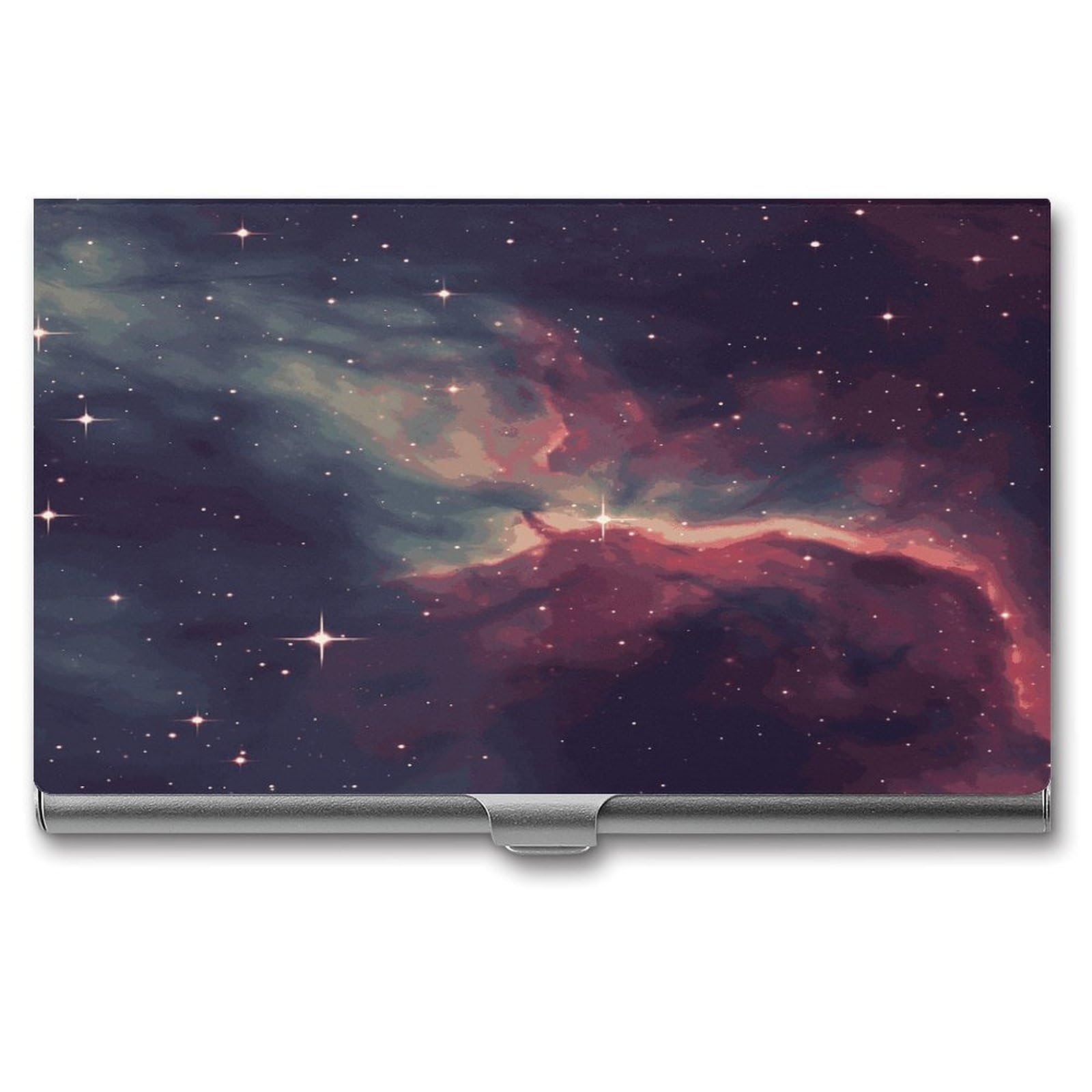 LDGSUPH Star Field in Deep Space Business Card Holder Fashion Slim Name Card Holder Minimalist Design Case Metal Card Carrier Personalized Business Card Case with Flip for Men Women