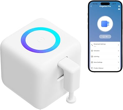 Fingerbot Pro Smart Button Pusher, Bluetooth Robot Button Presser for Light Switch and Coffee Maker, App Timer and Schedules, Touchless Trigger, RGB Halo Light Ring, Works with Smart Life App