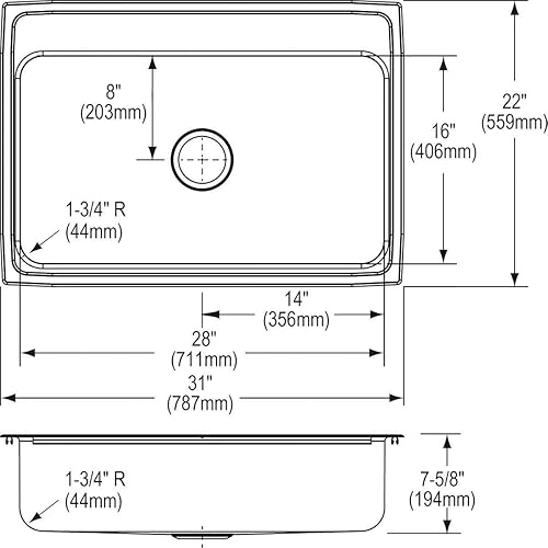 Miniatura 2 de Elkay Lustertone Classic LR31223 - Fregadero de acero inoxidable con cuenco individual