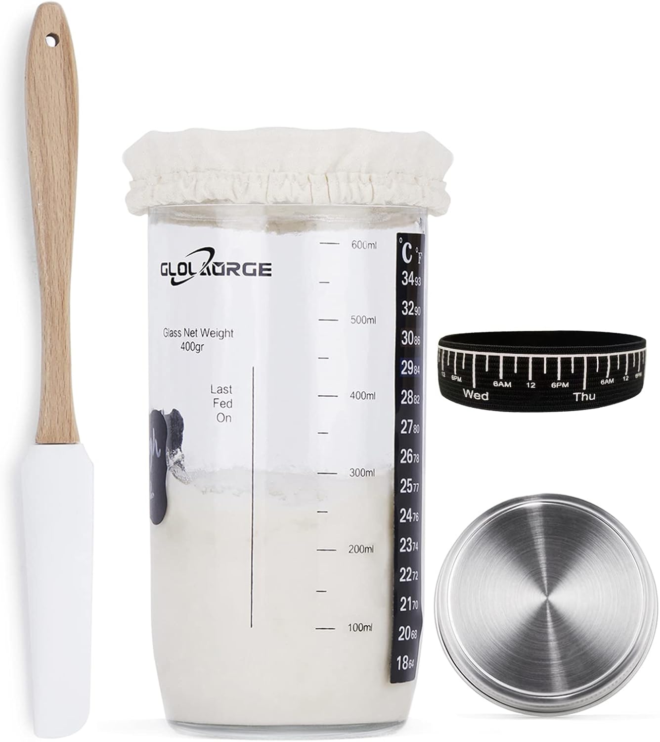 Sourdough Starter Jar, Glolaurge Sourdough Starter Kit with