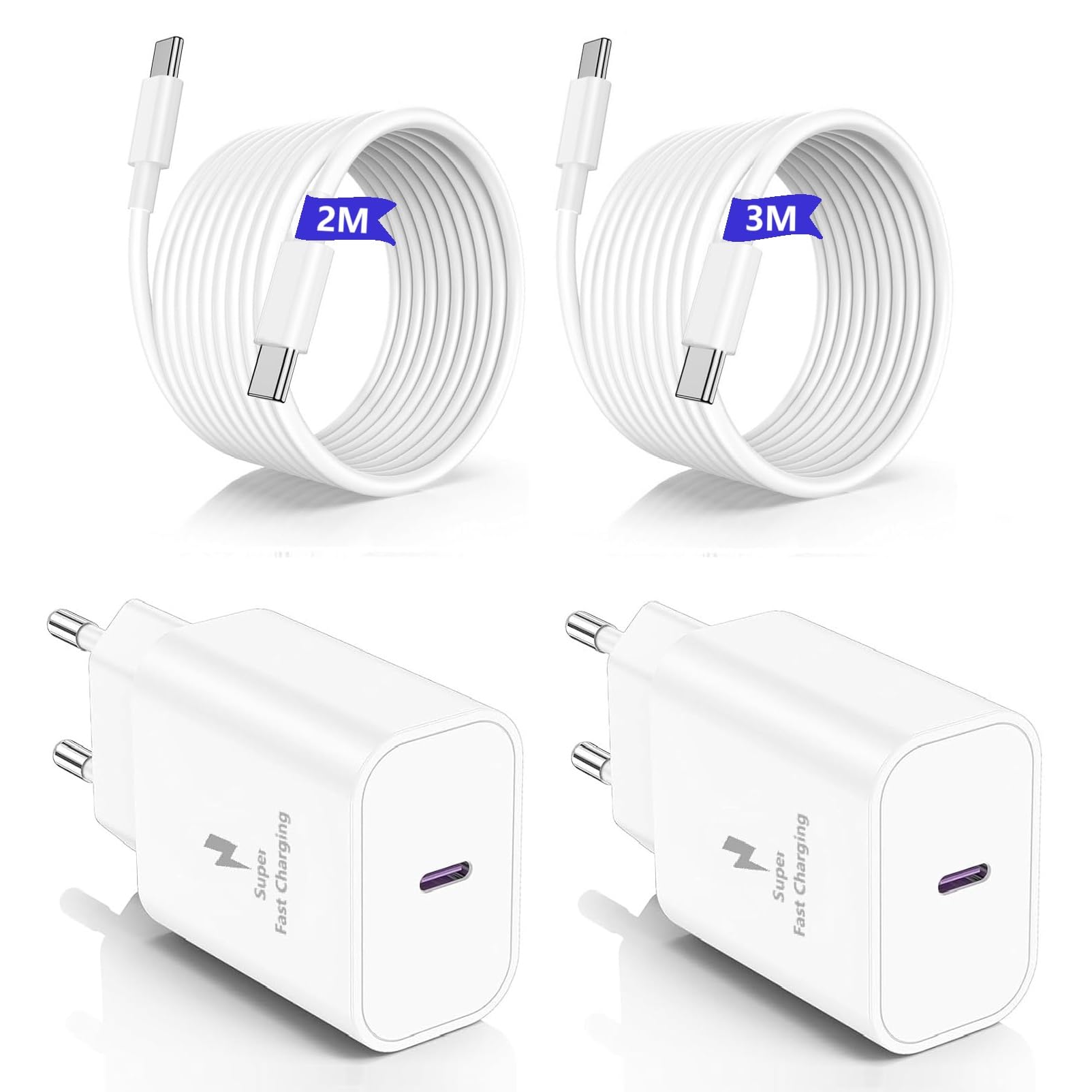45W USB C Chargeur pour iPhone 17 Pro Max/16/15, Câble USB C Charge Rapide [2M+3M], USB-C Cordon de Chargeur avec Prise pour Apple iPhone 17 Pro Max/17 Air/16/15/iPad/Samsung Galaxy S26 Ultra/S25/S24