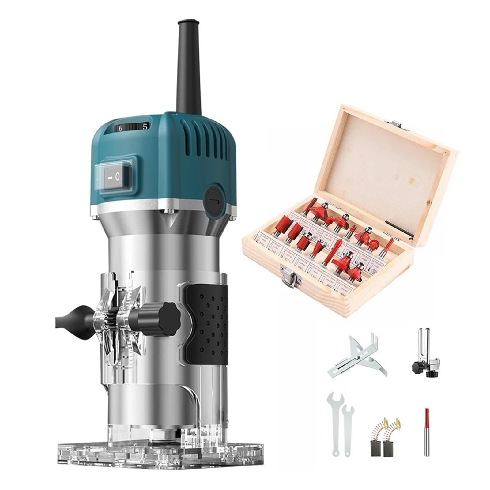 800w 30000 Obr./min Ręczna Frezarka Do Drewna Elektryczna Przycinarka Z Frezarkami Zestaw Narzędzi Stolarskich Power Combo Mocny I Precyzyjny(Adjustable Kits)